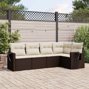 Set Divano da Giardino Marrone a 6 Posti con Cuscini, Mobili da Esterno in Rattan dal Design Contemporaneo - Product Image 1