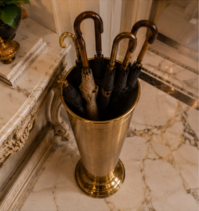 <b>Antique</b> Brass Umbrella Stand One-Sided Capacity Metal Handicraft <b>Frame</b> Structure Classic Style Hotel Lobby Decoration - Product Image 3