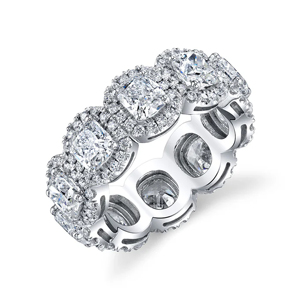 Women's 925 <b>Silver</b> <b>Eternity</b> Band <b>Ring</b> With Round Brilliant Cut Diamond Classic Engagement Style - Product Image 1