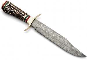 Outil artisanal en acier à profil large, à motifs, avec manche en bois de cerf, pièce de présentation de prestige - Product Image 5