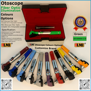 Ensemble d'otoscopes manuels en fibre optique verte de qualité médicale supérieure pour l'examen des oreilles, certifié CE, garantie 1 an - Product Image 4