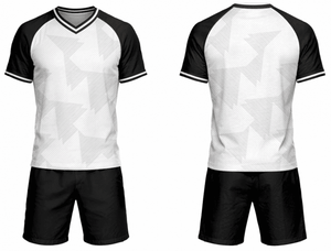 Conjunto de Camiseta de Fútbol con Cuello en V para Hombre, Diseño Geométrico Rojo y Negro, Sublimación, Manga Corta, Uniforme - Product Image 3