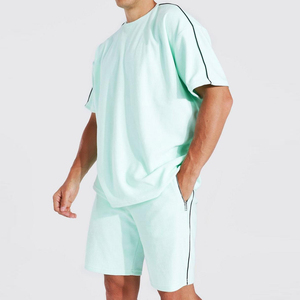 High Quality 100% Cotton Solid Printed Shorts <b>Set</b> Men Breathable Regular Fit Customizable Logo Eco-Friendly 2 Piece Summer - Product Image 4