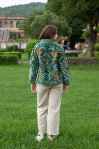 Timeless Elegance <b>Women's</b> <b>Green</b> <b>Velvet</b> <b>Jacket</b> Beautifully Traditional Suzani Embroidery Meticulously Handcrafted Ladies Coat - Product Image 5