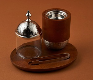 Moderno Quemador de Oud con Jarra de Vidrio y Acabado de Madera, Elegante Decoración Árabe de Incienso Bakhoor para Sala de Estar, Decoración de Ramadán - Product Image 3