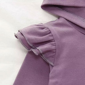 Conjunto de Sudadera con Capucha Morada para Bebés Niñas, Manga Larga, Color Sólido, Informal, Traje Deportivo de Otoño, Algodón, para Bebés y Niños Pequeños - Product Image 5