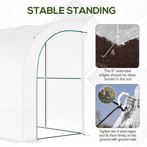 Serra a tettoia verde 3x1,5x2,1m con 2 porte avvolgibili, telo in PE bianco e 3 ripiani in filo metallico, per la coltivazione di piante in giardino - Product Image 4