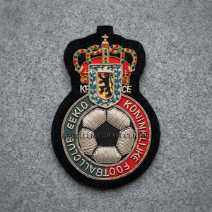 Custom Embroidered Circular <b>Sew</b>-On Fabric Badge With Football Club Crest Design For Garment Application - Product Image 6
