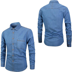 Camisa de Mezclilla de Manga Larga Informal Personalizada Hecha en Fábrica, Precios al por Mayor, Camisa de Mezclilla de Algodón Moderna de Talla Grande - Product Image 5