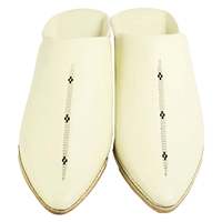 Babouches marocaines Deco Sarma pour hommes en blanc avec doublure en cuir véritable, taille 6, semelle en caoutchouc