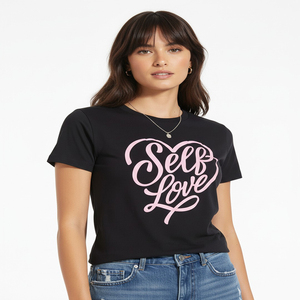 Camisetas de Mujer al por Mayor con Estampado de Autoestima en Negro, Calidad Premium, Tela de Algodón Suave y Cómoda, Secado Rápido - Product Image 5