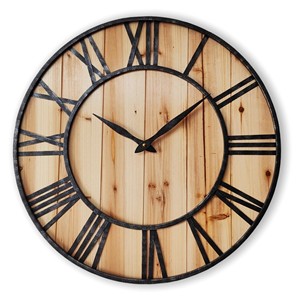 <b>Vintage</b> Pine Wood <b>Wall</b> <b>Clock</b> Iron Accents Wholesale Moradabad India - Product Image 3