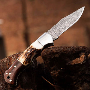 Cuchillo de Caza de Alta Calidad, Cuchillo Plegable para Camping con Mecanismo de Bloqueo Trasero, Cuchillo de Bolsillo de Acero de Damasco en Stock - Product Image 2