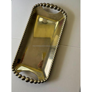 Plateau de service alimentaire de luxe, décoration de mariage, plateau à fruits et en-cas de qualité supérieure, finition dorée décorative, plateau rectangulaire, prix de gros - Product Image 2