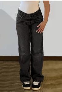 Jeans de Mezclilla de Cintura Alta y Pierna Recta para Mujer, Corte Regular, Sin Elástico, Lavado a la Piedra, para Uso Diario Informal, Marca TRIBON SPORTS - Product Image 6