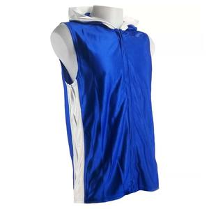 Vestes de boxe 100% polyester, couleur personnalisée, sans manches, avec fermeture éclair et bordure contrastée, légères, respirantes, séchage rapide - Product Image 2