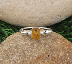 Bague en citrine jaune naturelle, argent sterling 925, minimaliste, pierre de naissance de novembre, bijoux délicats pour femmes, vente en gros - Product Image 1