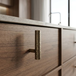 Poignée de tiroir et de placard en laiton massif martelé, style Art Déco rétro industriel, quincaillerie de luxe pour la maison - Product Image 1