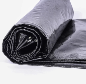 Vente en gros de bâches PE imperméables noires robustes, bâche de camion, couverture de tente, tissu industriel tissé style uni - Product Image 4