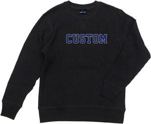 High Quality 100% Organic Cotton <b>Blank</b> Knit Waffle Crew Long Sleeve t Shirt Heavy <b>Weight</b> <b>Blank</b> Waffle T Shirt With custom logo - Product Image 2