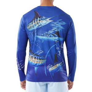 Camisa de Pesca de Manga Larga para Hombre, Azul, con Estampado por Sublimación, Protección UV UPF 50, Top Deportivo de Poliéster - Product Image 5