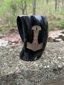 Handcrafted Viking Horn Mug Eco-Friendly Customized Logo Star <b>Unique</b> Business Gift for Men - Product Image 2