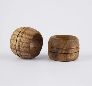 Anneaux de serviette en bois d'acacia de couleur unie, style minimaliste personnalisé, en gros pour la mise en place de tables d'hôtels et de restaurants - Product Image 6