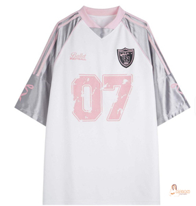 T-shirt décontracté ample pour femme en polyester/coton, nouveau style américain, jersey uni sportif, tricoté tendance, manches courtes d'été - Product Image 1