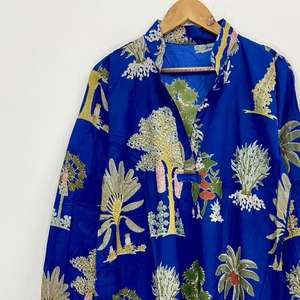 Robe en coton fleuri faite à la main : Kimono bohème avec poches - Product Image 4