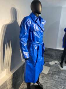 Manteau long en cuir PU pour femme, style vintage, respirant, écologique, séchage rapide, double boutonnage, avec ceinture – Vente en gros - Product Image 3