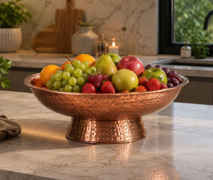 Frutero de Cobre Martillado Hecho a Mano, Tazón Grande Decorativo para Servir, Centro de Mesa para Cocina, Tazón para Ensaladas, Decoración para el Hogar, Regalo - Product Image 1