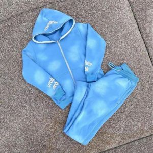 <b>Vintage</b> Sun Faded Acid Wash Zip up Heavyweight Hoodie Sweatpants Set Oversized Loose Fit Casual Streetwear <b>Tracksuit</b> Men Women - Product Image 6