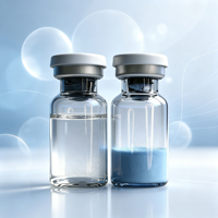 Poudre lyophilisée de peptide de cuivre bleu GHK Cu 2-en-1 emballée en flacon, ingrédient cosmétique en vrac WAO C67