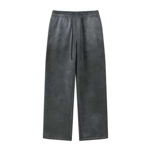 Custom for Puff Print <b>Flare</b> Wide Leg Men's <b>Sweatpants</b> Sun Faded Fleece Blank Baggy Pants Flat Front <b>Wholesale</b> Trouser for unisex - Product Image 3