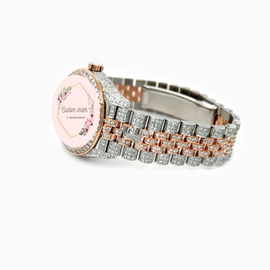 นาฬิกาอัตโนมัติแบรนด์หรู ประดับเพชรโมอิสซาไนต์เต็มเรือน ตัวเรือนสแตนเลสสตีลสั่งทำพิเศษ กลไกอนาล็อก กันน้ำ - Product Image 3