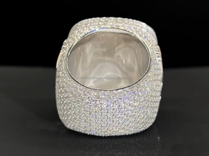 Luxury Men's 925 Sterling Silver Moissanite Diamond Cocktail Hip Hop <b>Iced</b> Out <b>Ring</b> Pave Setting Letter Q Design Everyday Wear - Product Image 3