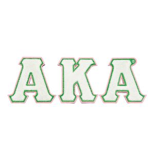 Parche de Chenilla con el Escudo de Alpha Kappa Alpha, Bordado en Verde, Blanco y Rosa, para Sudadera, Chaqueta, Gorra, Bolso y Ropa de Moda - Product Image 1