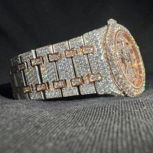 Reloj de Lujo con Diamantes 100% Probados, Brillante, Dorado, VVS, Cuadrado, Moissanita, Estilo Hip Hop, Cristal de Hielo, Acero Inoxidable, Cuarzo, Reloj USA - Product Image 1