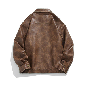 Men's Black PU Leather <b>Jacket</b> Full Sleeve Autumn Style <b>Motorcycle</b> Wear - Product Image 3