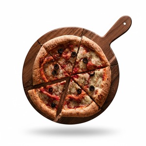 Ensemble de planches à pizza en bois de haute qualité, plateau de service rond en bois, planche à découper écologique pour pizza, fromage et pain - Product Image 6