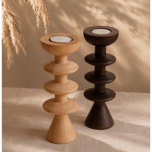 Portavelas de Madera Modernista, Forma Circular, Decoración para el Hogar, Material Duradero - Product Image 1