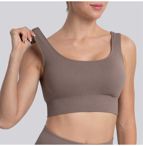 Wholesale Plus Size Soft Padded Shockproof Breathable Reversible Cross <b>Back</b> Yoga Sports Bra Custom Open <b>Back</b> Sets - Product Image 2