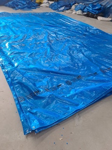 Bâche imperméable bleue avec œillets, tissu tissé de poids moyen, utilisation extérieure - Product Image 3