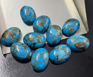 Turquesa Azul Natural, Cabujón Ovalado, Piedra Suelta, Tamaño Calibrado, Pulido, de Rajastán, para Diseñadores de Joyería, Venta al Por Mayor - Product Image 4