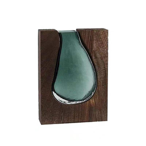Nouveau vase en verre et bois massif de style chinois, léger, pour le Nouvel An chinois, vente en gros, décoration d'intérieur design, ornements d'hôtel haut de gamme - Product Image 5
