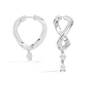 Dangle Hoop Earrings Custom 14K 18K Solid Gold Gold Lab Grown Diamond <b>Cushion</b> Pear Architectural Catenary Curve <b>Statement</b> Gift - Product Image 3