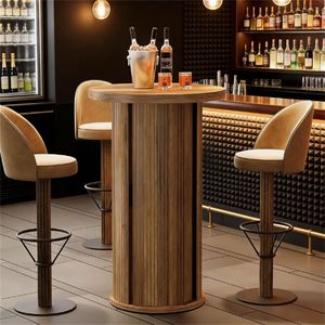 Mesa de Bar Redonda Alta con Espacio de Almacenamiento, Mesa de Centro - Product Image 3