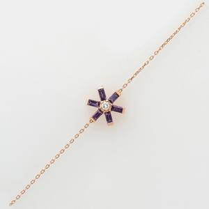 Pulseras de Copo de Nieve de Amatista, Delicadas, en Plata de Ley 925 con Baño de Oro Rosa de 14K, Joyería de Invierno, Regalo - Product Image 6