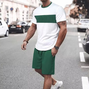 Conjunto de Camiseta y Pantalones Cortos para Hombre, 100% Algodón, Estilo Urbano, Cuello Redondo, Personalizable para OEM - Product Image 1