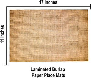 Manteles individuales rectangulares de papel estampado de yute de 11" x 17" con revestimiento rústico, estilo vintage campestre, para decoración de mesa y fiestas. - Product Image 6